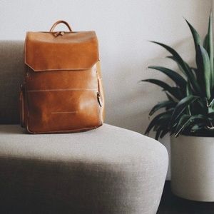 Atlas Supply Co. Minimalist camera bag in Americano. Genuine leather backpack.